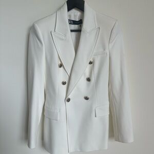 Zara Ivory Double-Breasted Blazer